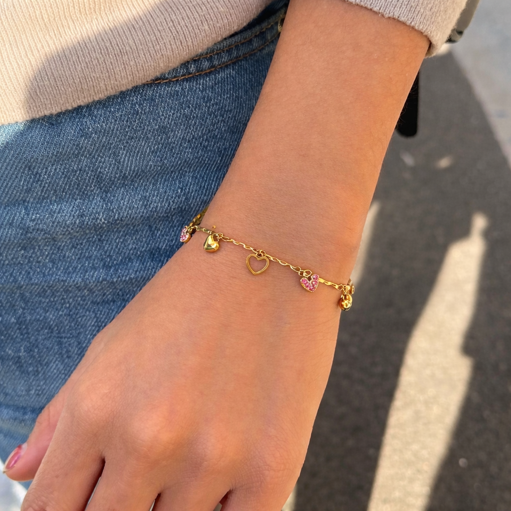 Pink Charm Heart Bracelet