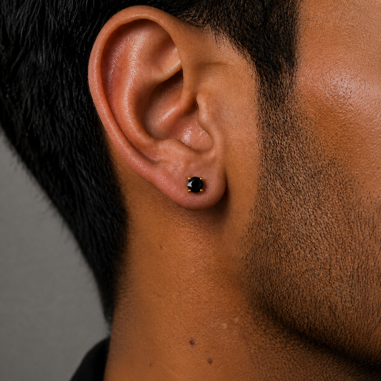 Jet Stud Earring - 6 MM