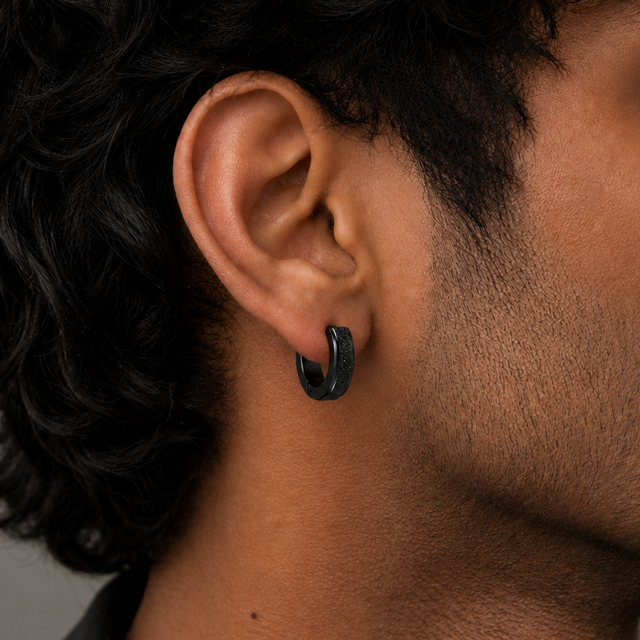 Prism Rim Hoop Earring -Black