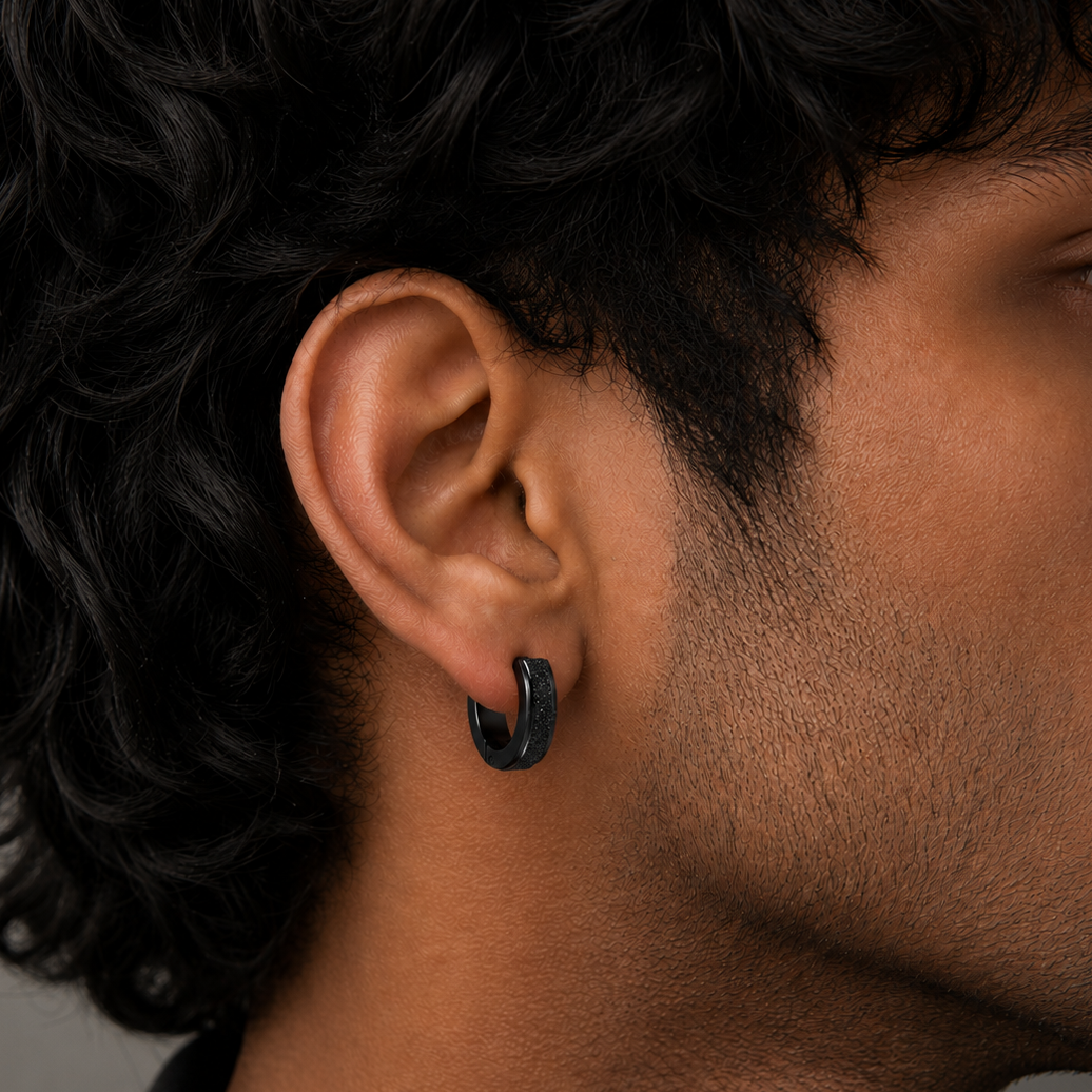 Prism Rim Hoop Earring -Black