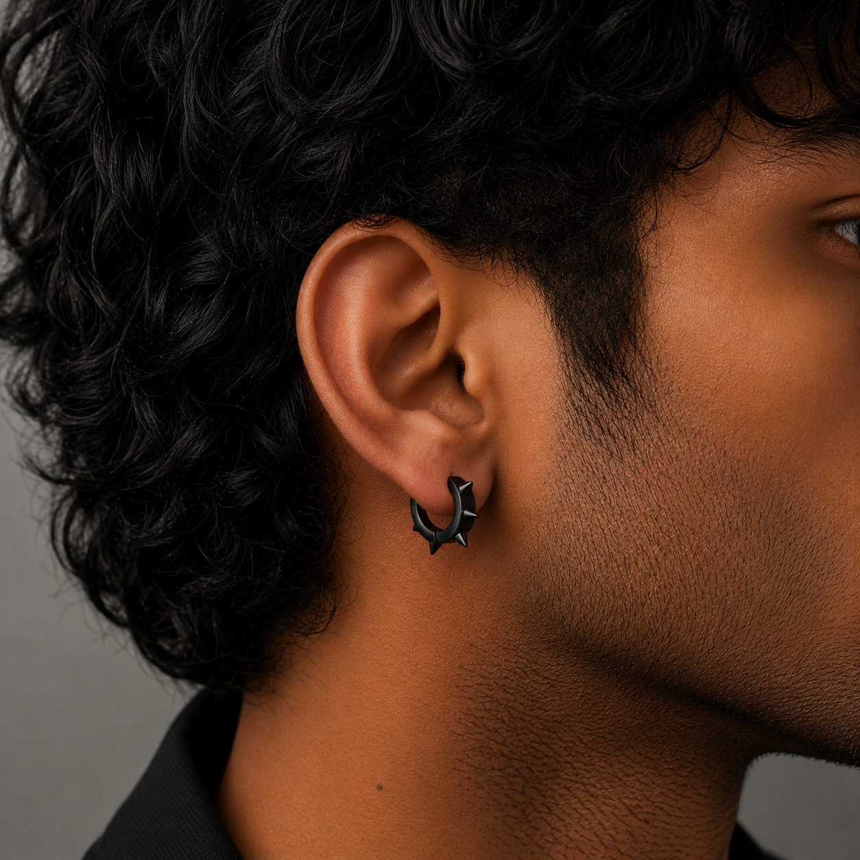 Spike Hoop Earring - Black