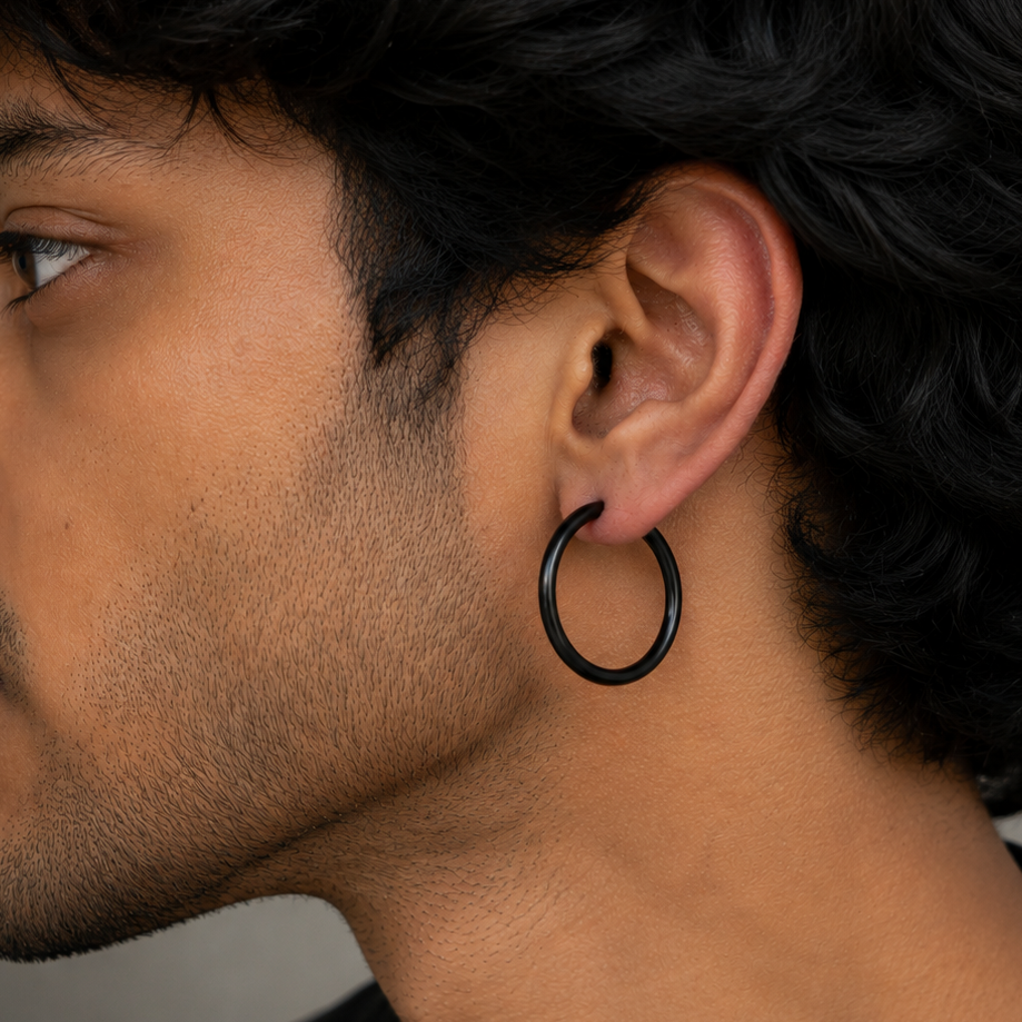 Black Petite Hoop Earring - 18 MM