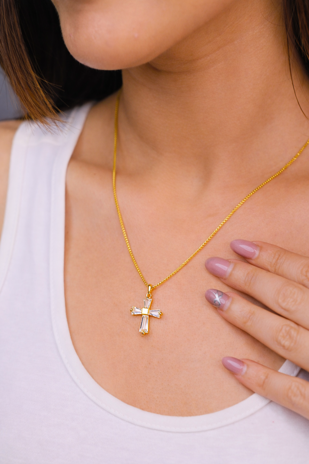 925 Silver 22kt Gold Plated Cross Elite Necklace
