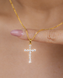 925 Silver 22kt Gold Plated Cross Zirconia Necklace
