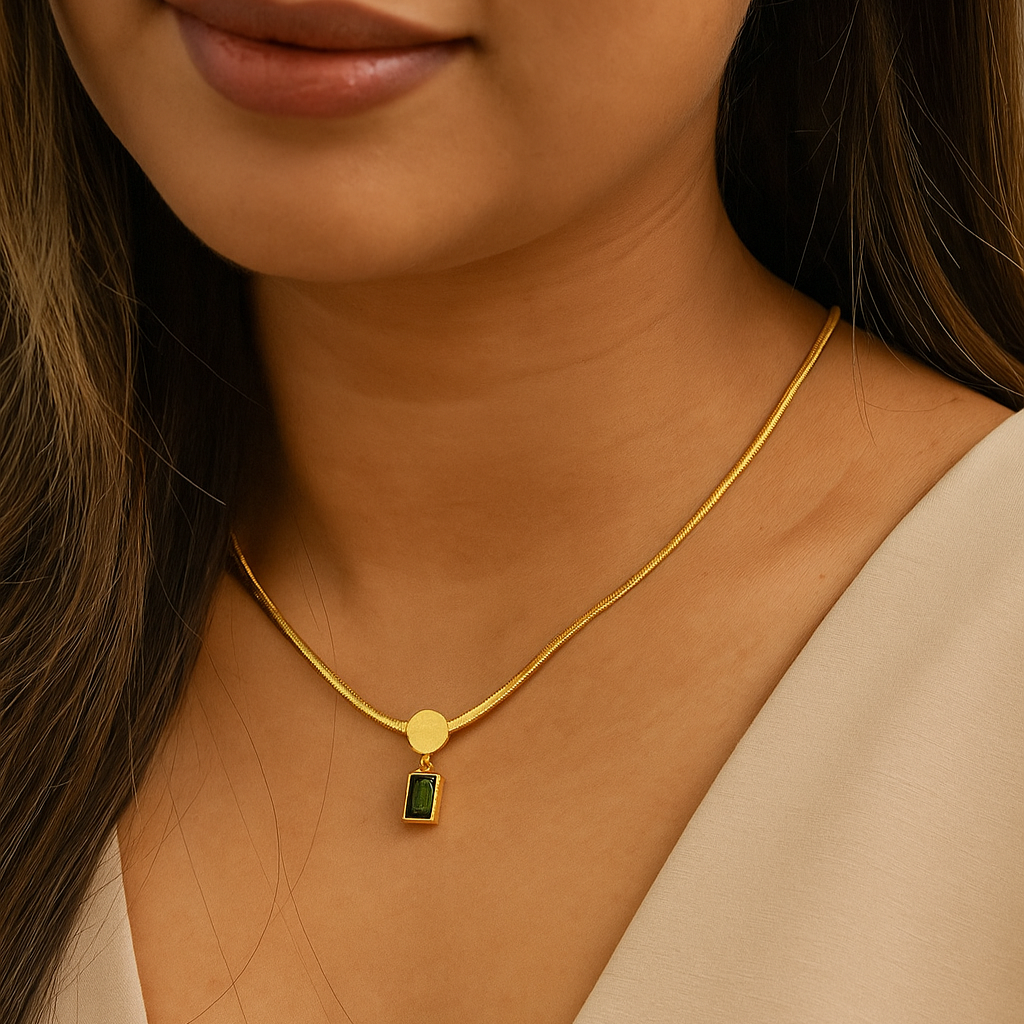 Snake Chain with Emerald Necklace