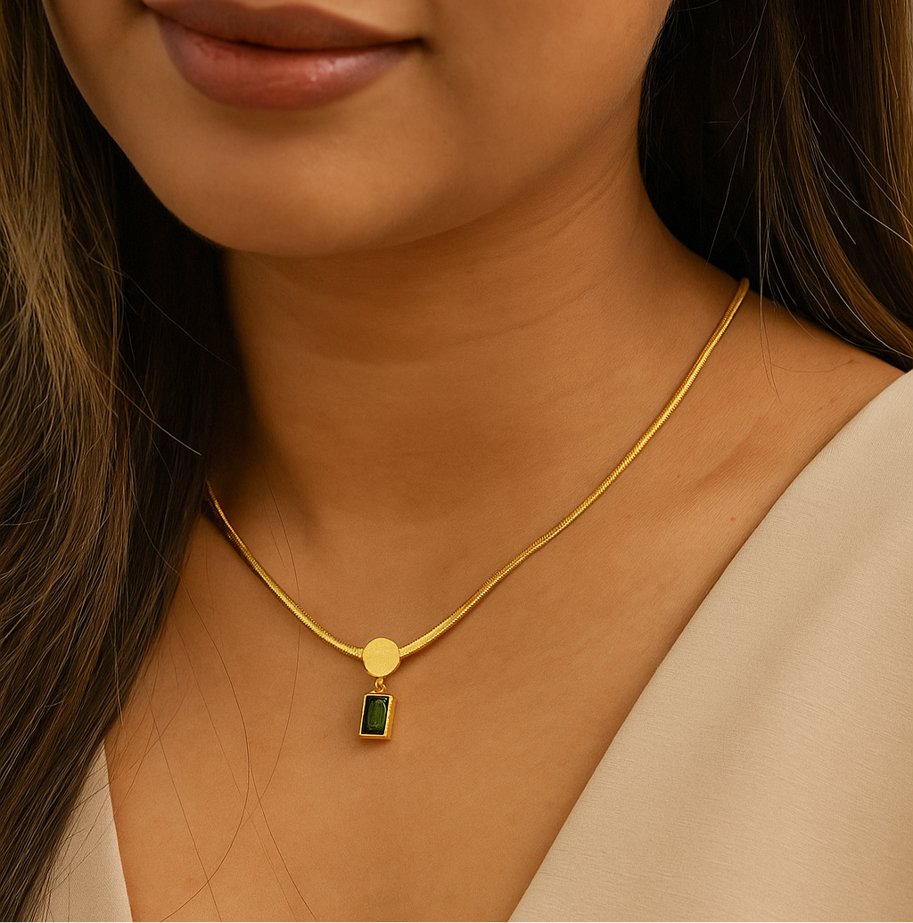 Snake Chain with Emerald Necklace