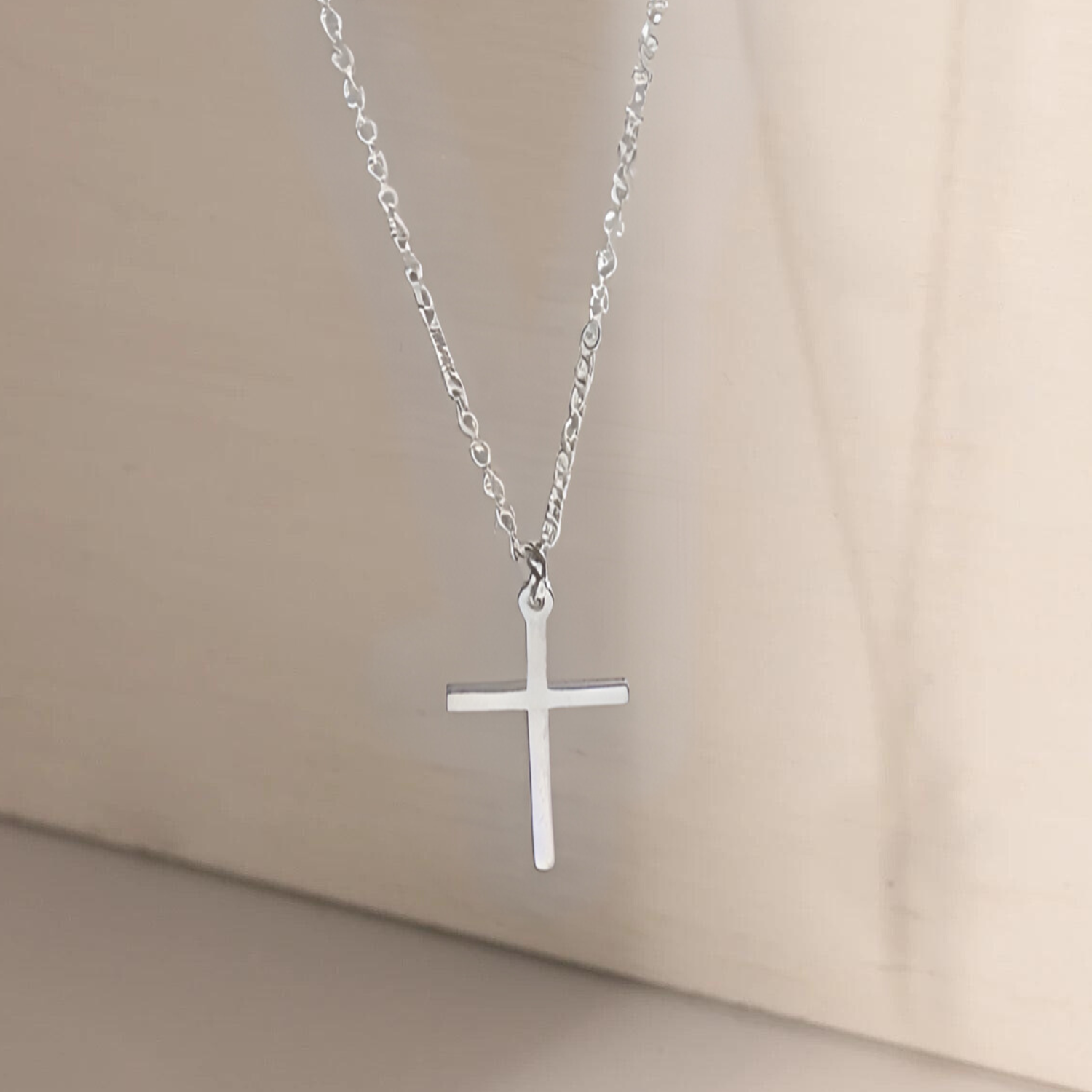 Classic Cross Necklace - Silver Tone