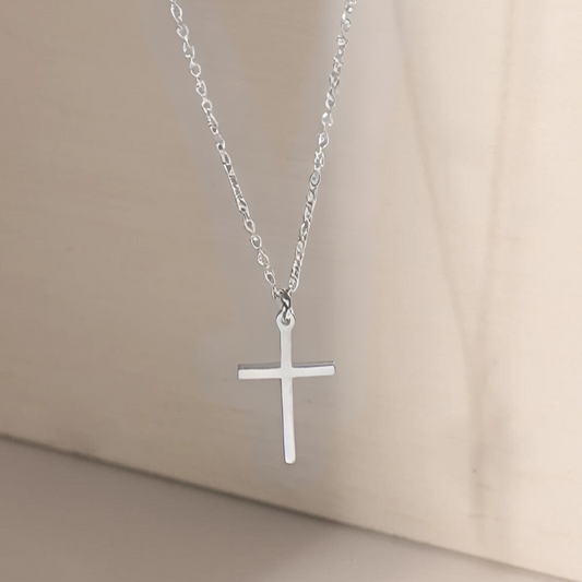 Classic Cross Necklace - Silver Tone