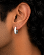 Oval White Hoop Earring - S