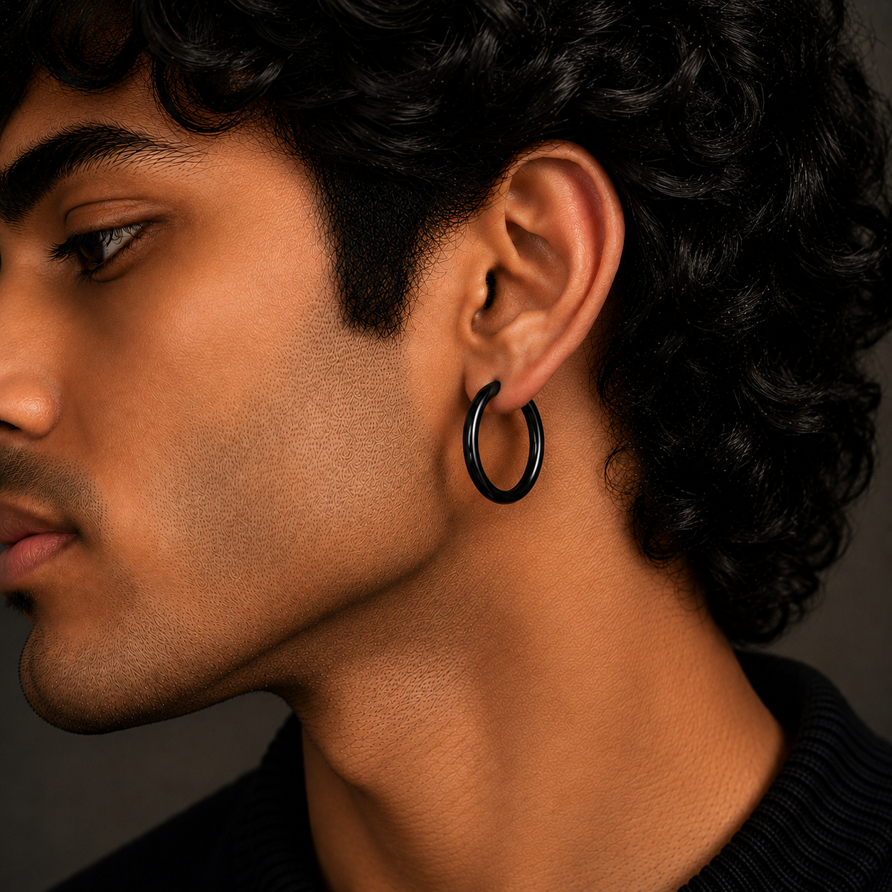 Black Petite Hoop Earring - 18 MM