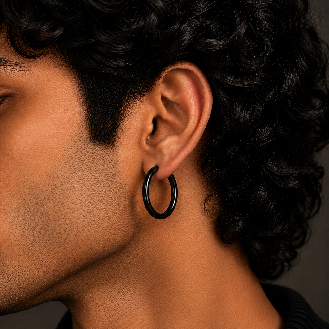 Black Petite Hoop Earring - 18 MM