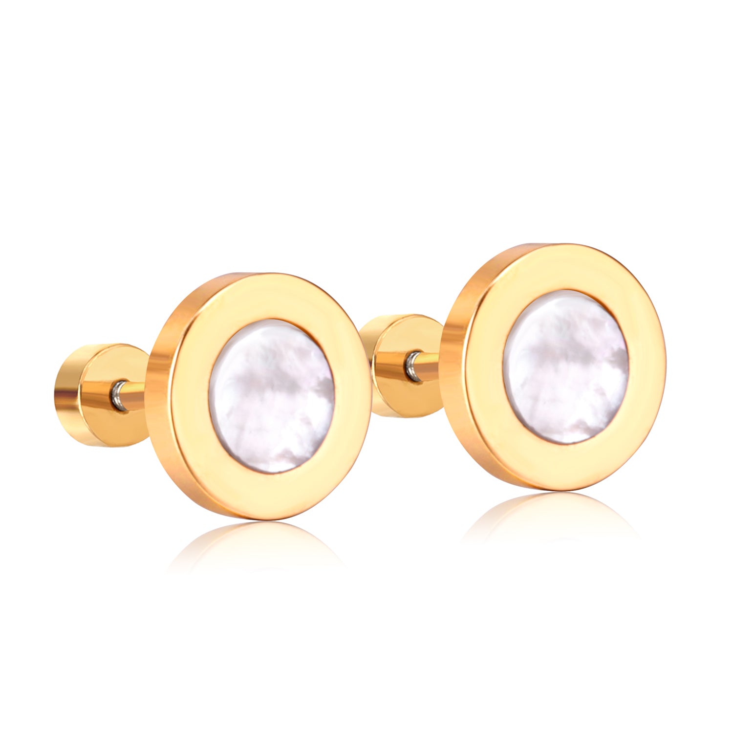 गोल्डन डिस्क लुमिना स्टड इयररिंग्स - 6 MM