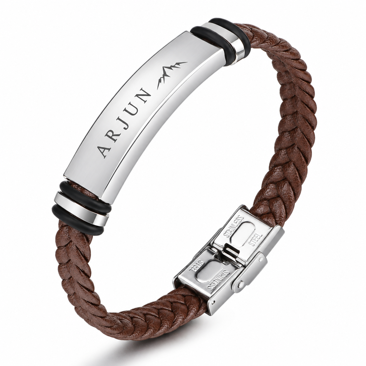Engravable Leather Bracelet - Brown