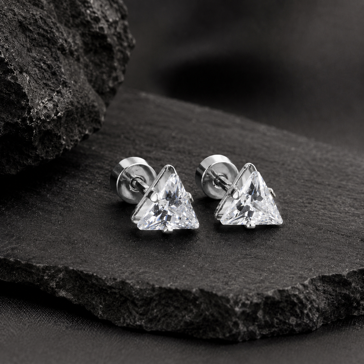 Triangle Diamond Stud Earring - S