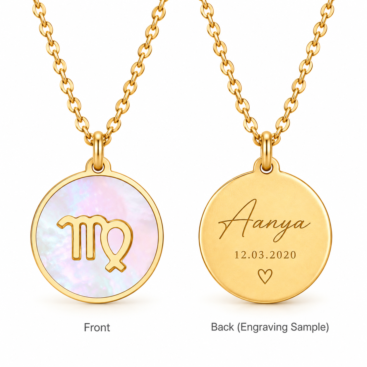 Engravable Zodiac Necklace - Gold