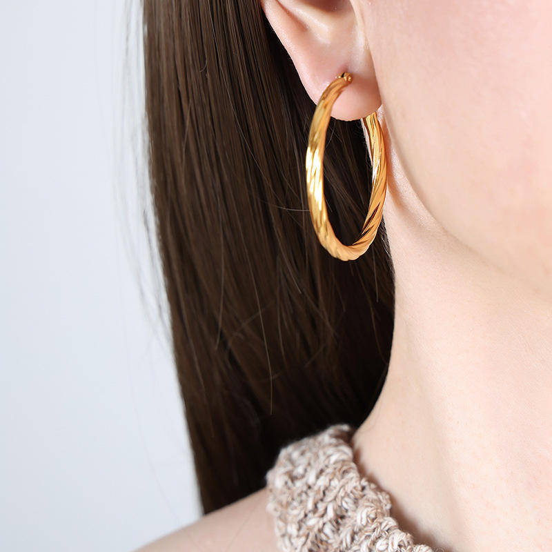 Bold Twisty Hoop Earring
