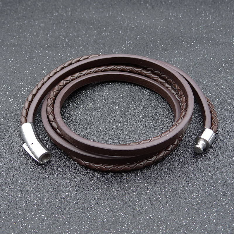 Multilayer Leather Bracelet - Brown