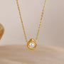 gold-plated stainless steel pearl pendant necklace