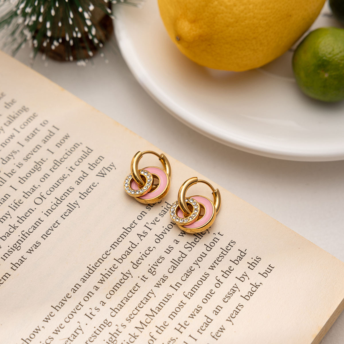Pink Donut Hoop Earring