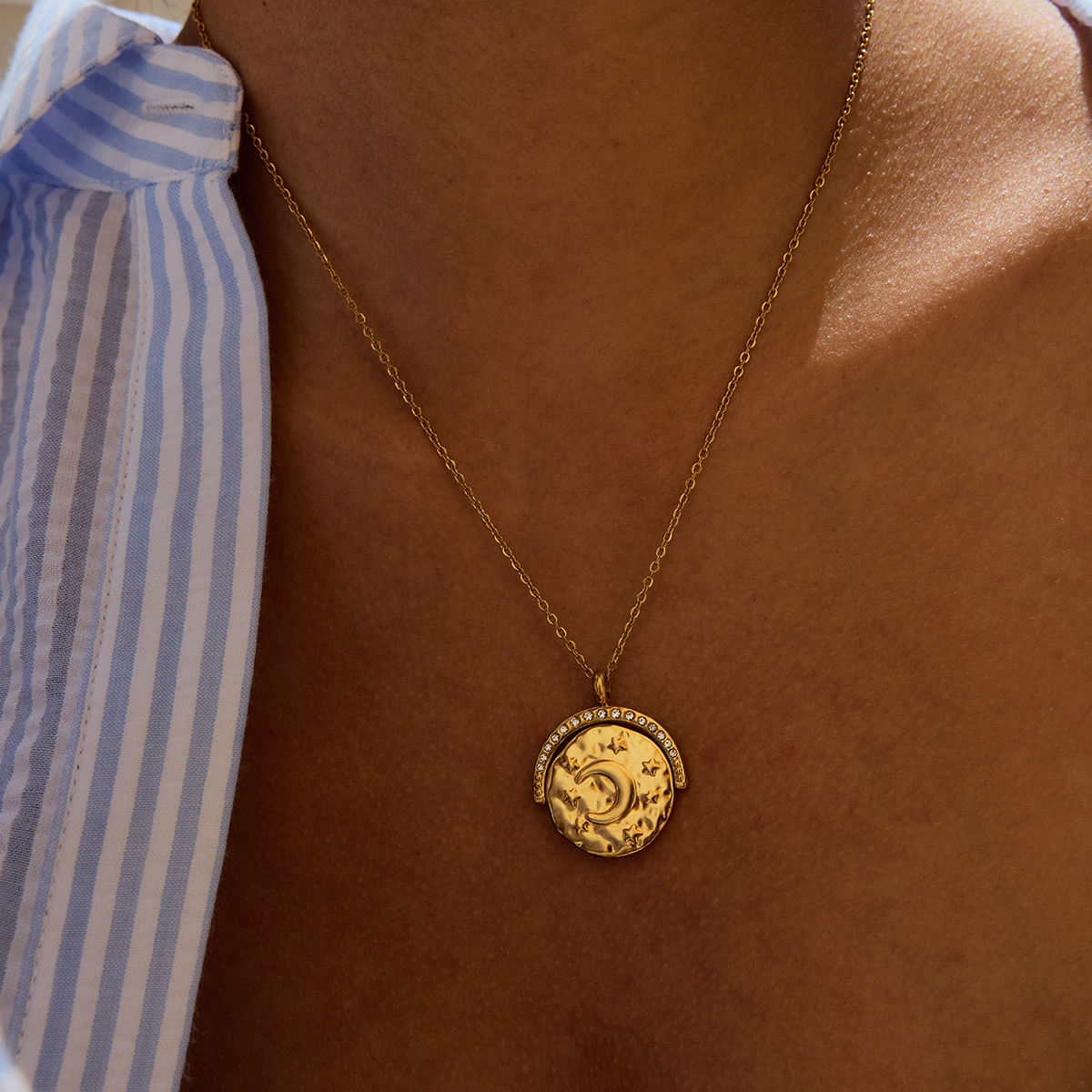 Sun Moon Rotatable Necklace