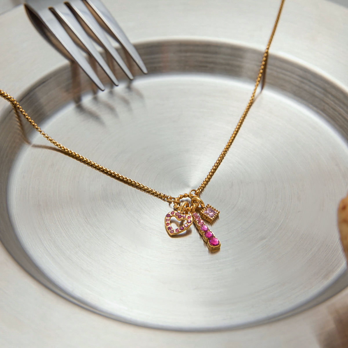 Aira Pink Charm Necklace