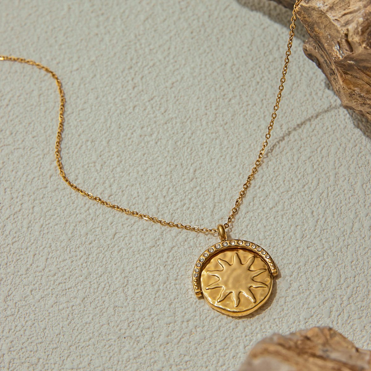 Sun Moon Rotatable Necklace