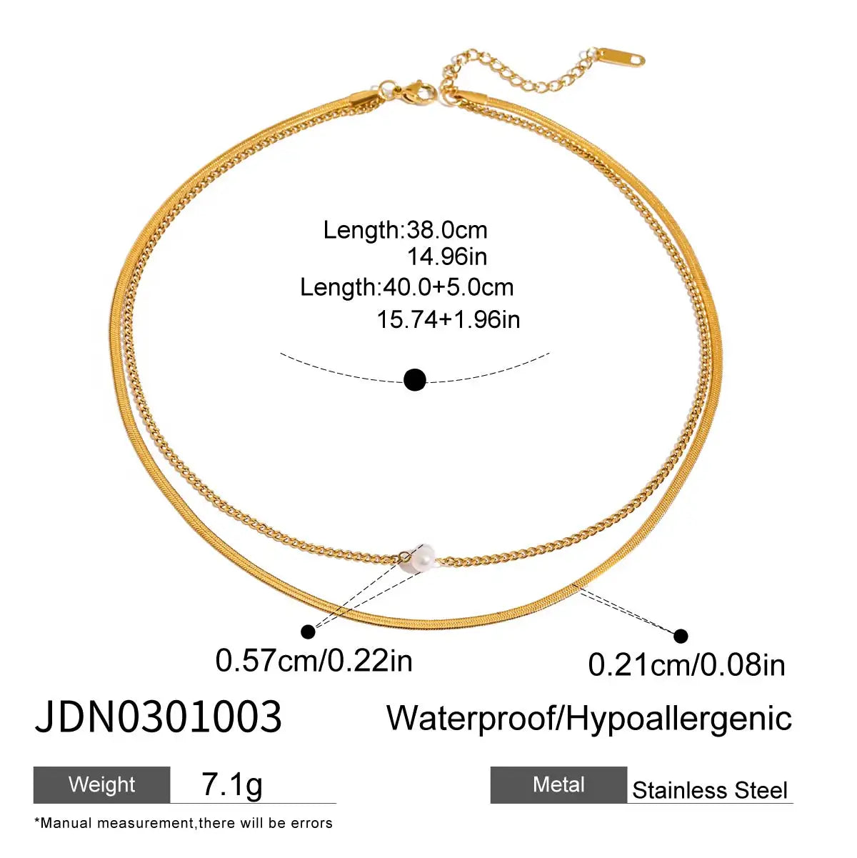 Pearl Flat Chain Layered Necklace