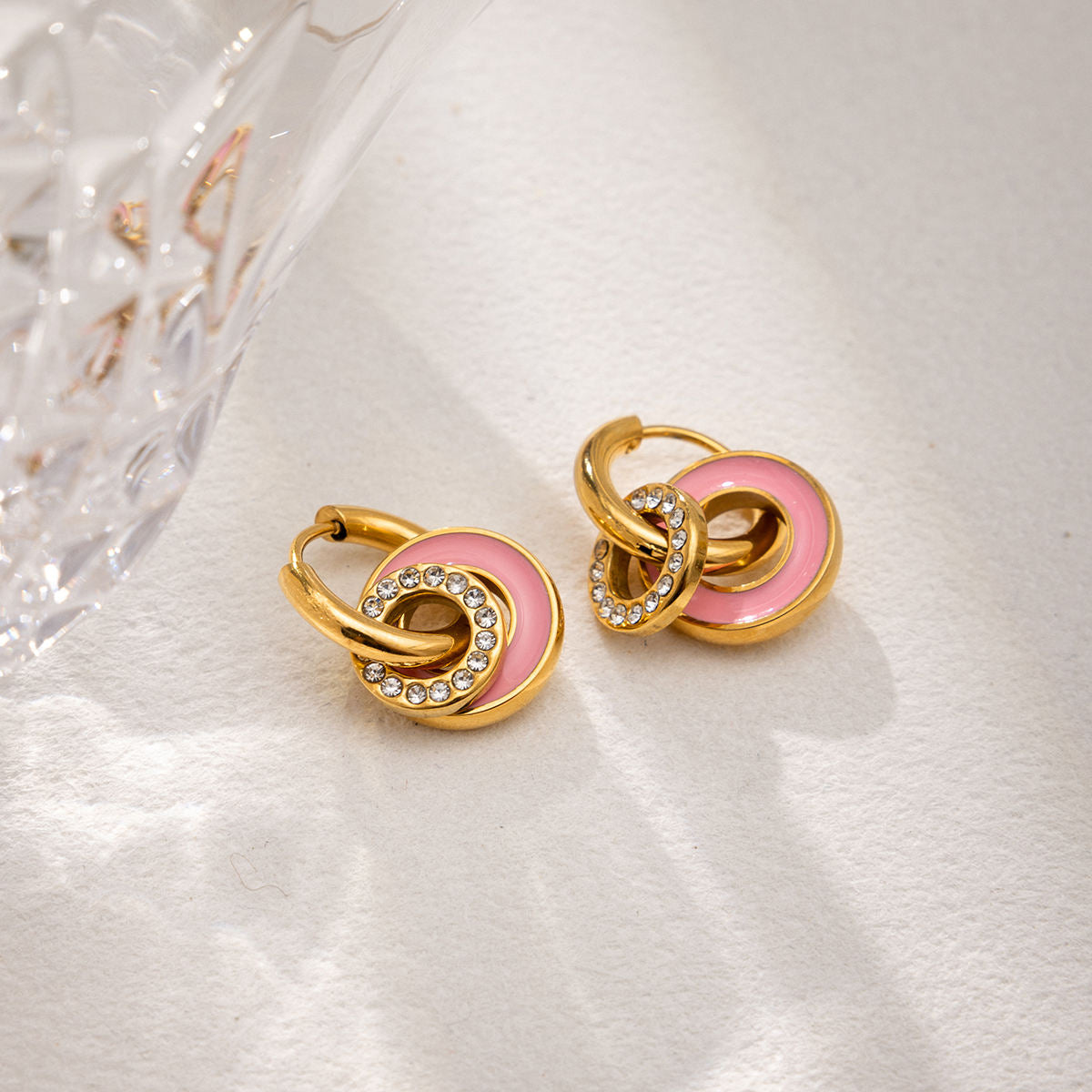 Pink Donut Hoop Earring