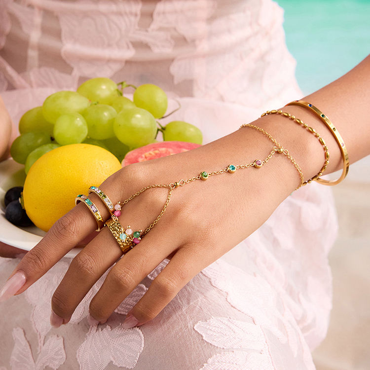 Ira 3 Multi Hand Chain Bracelet