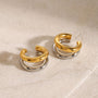 Buy Pair of gold and silver hoop earrings