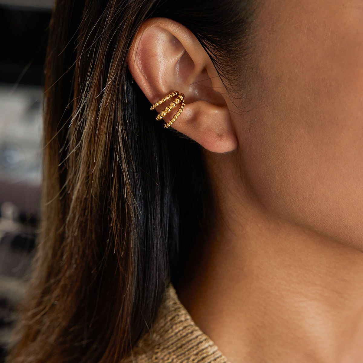 Beaded Stack Ear Cuff Earring