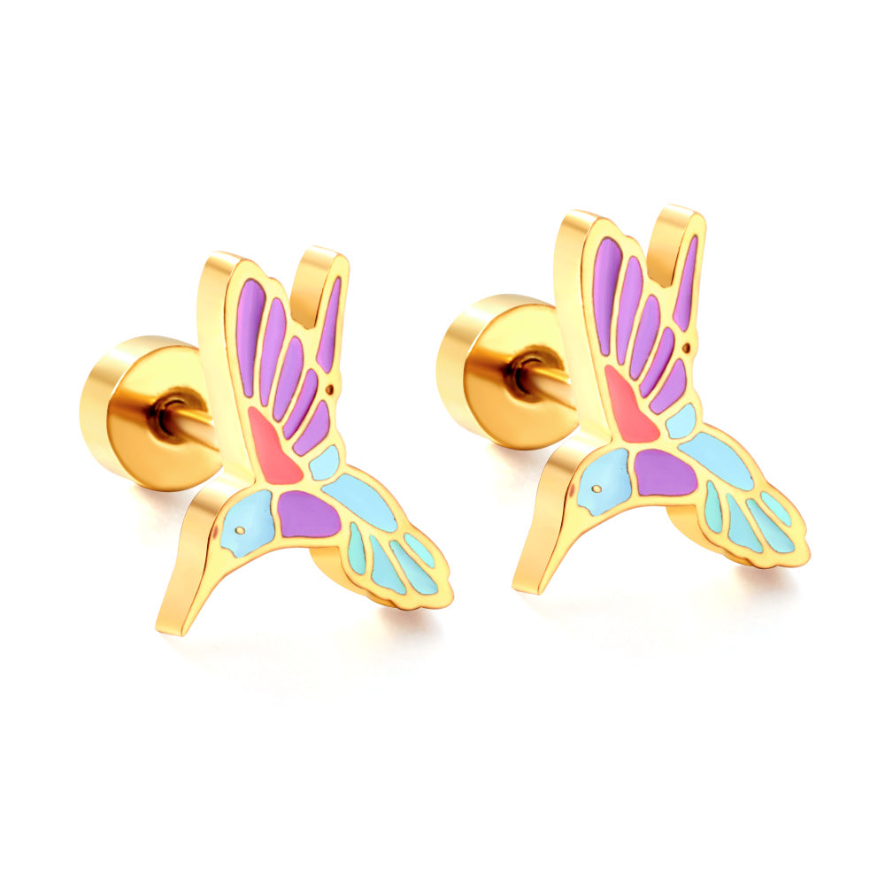 Vibrant Bird Stud Earring