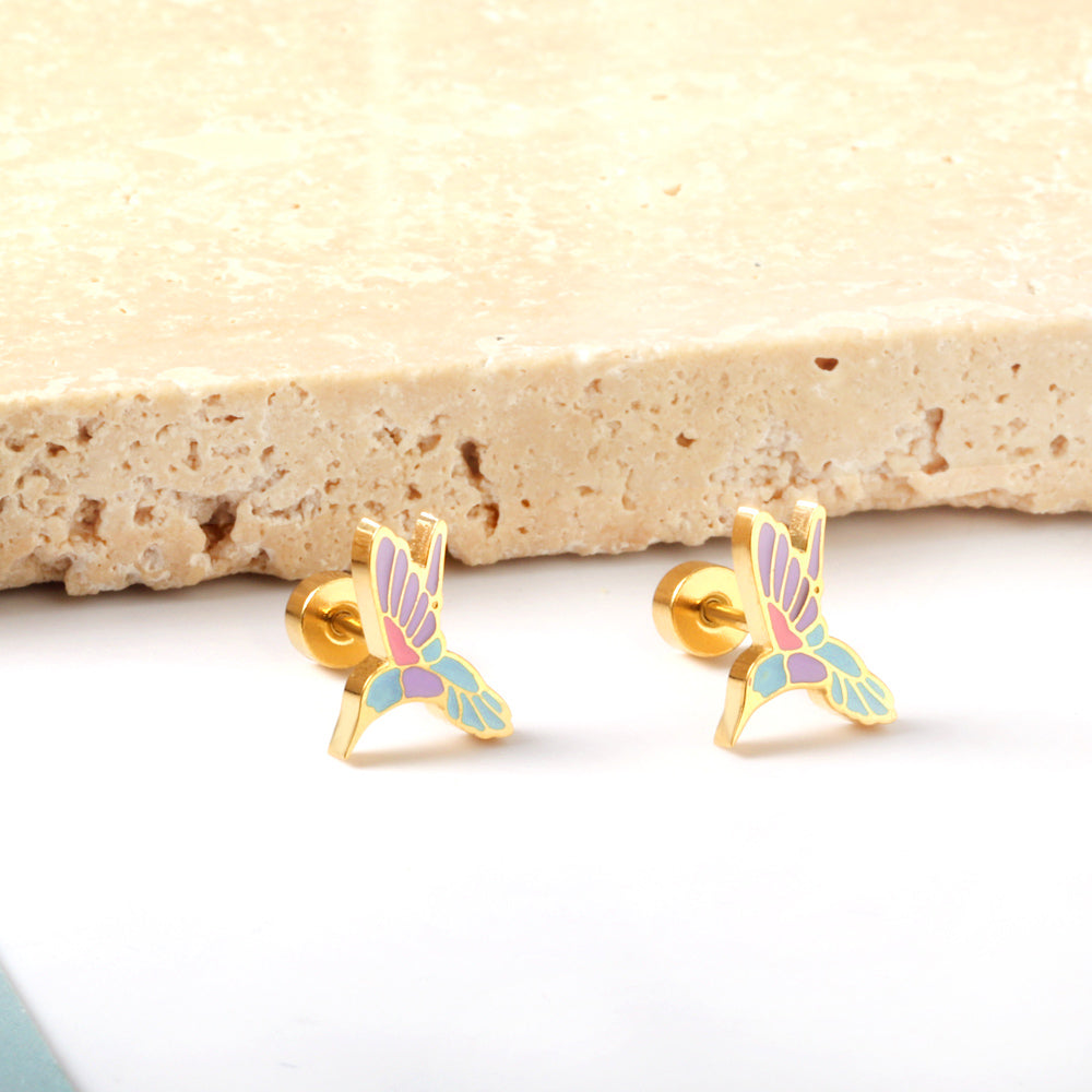 Vibrant Bird Stud Earring
