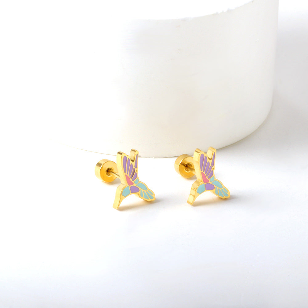 Vibrant Bird Stud Earring