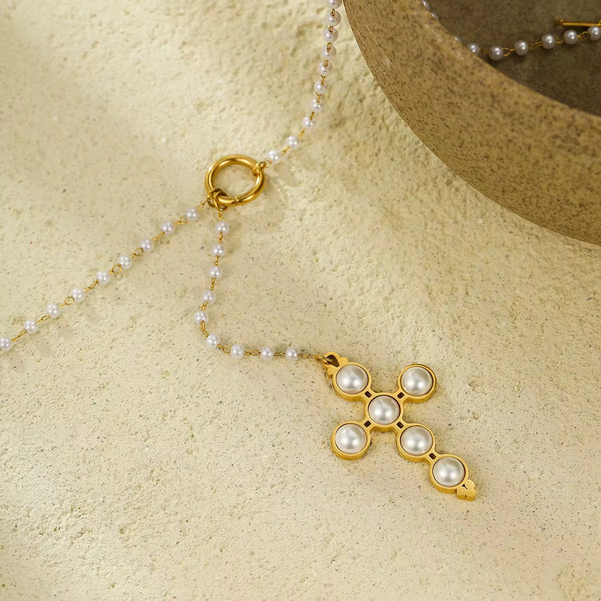 Cross Pearl Necklace