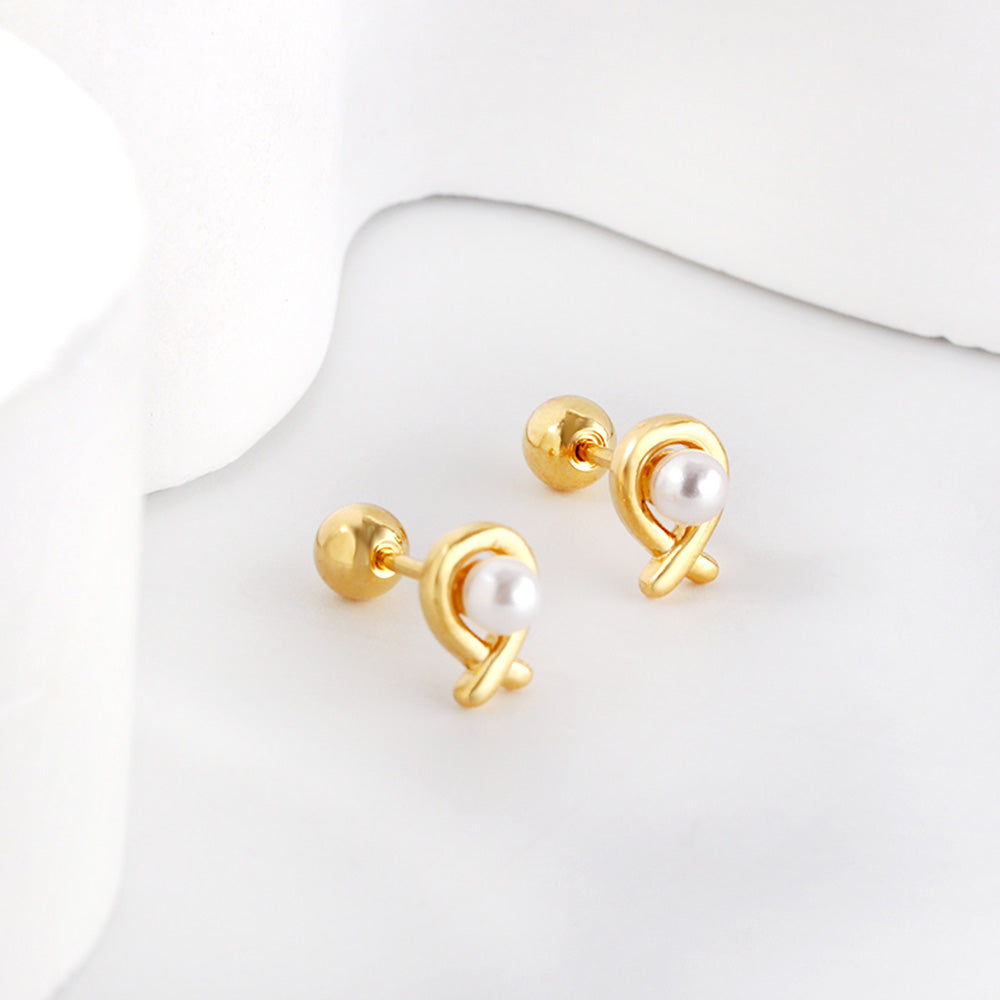 Knot Pearl Stud Earring