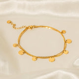 Small Round Disc Tassel Anklet