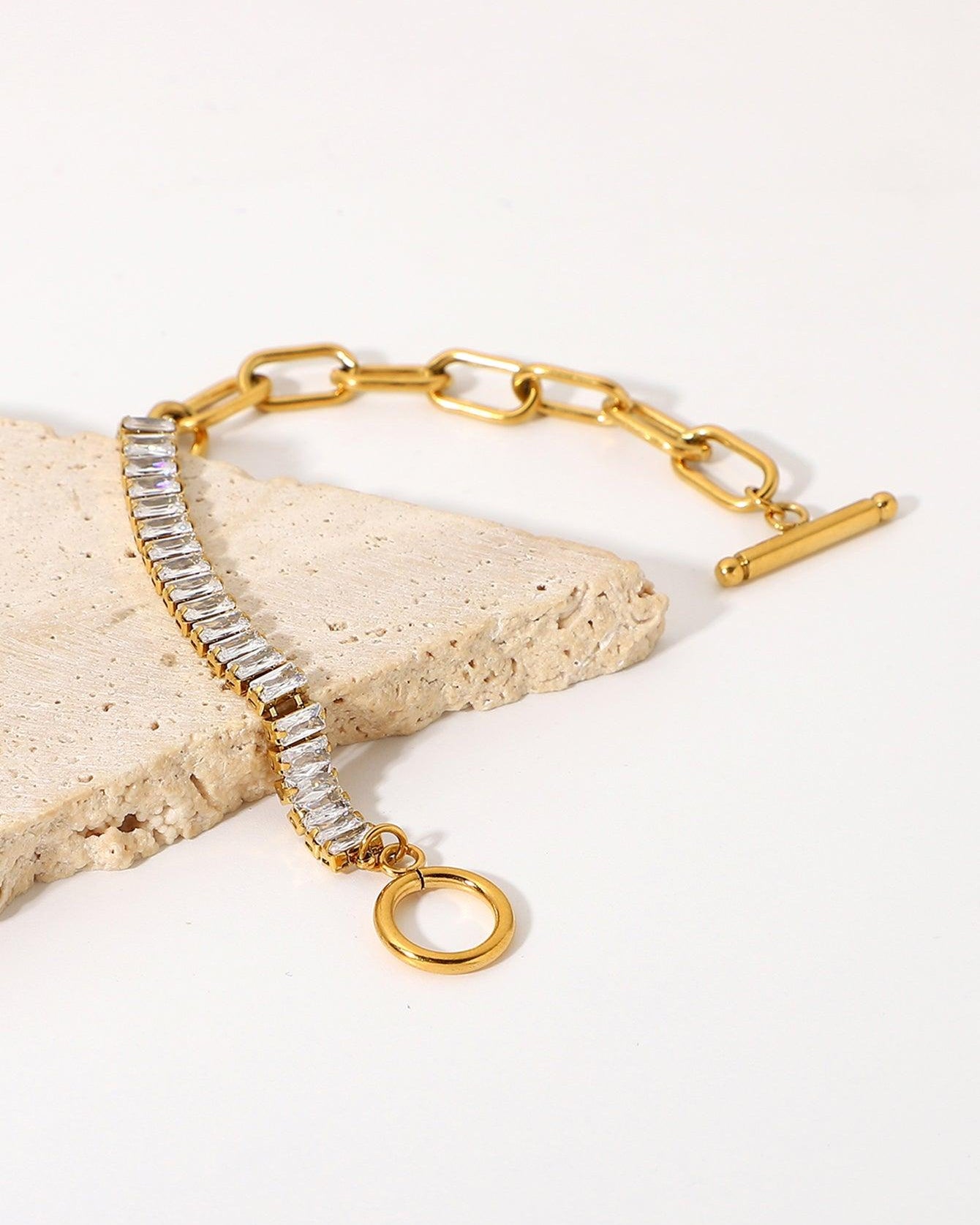 Half Chain Half Zirconic Buckle Bracelet