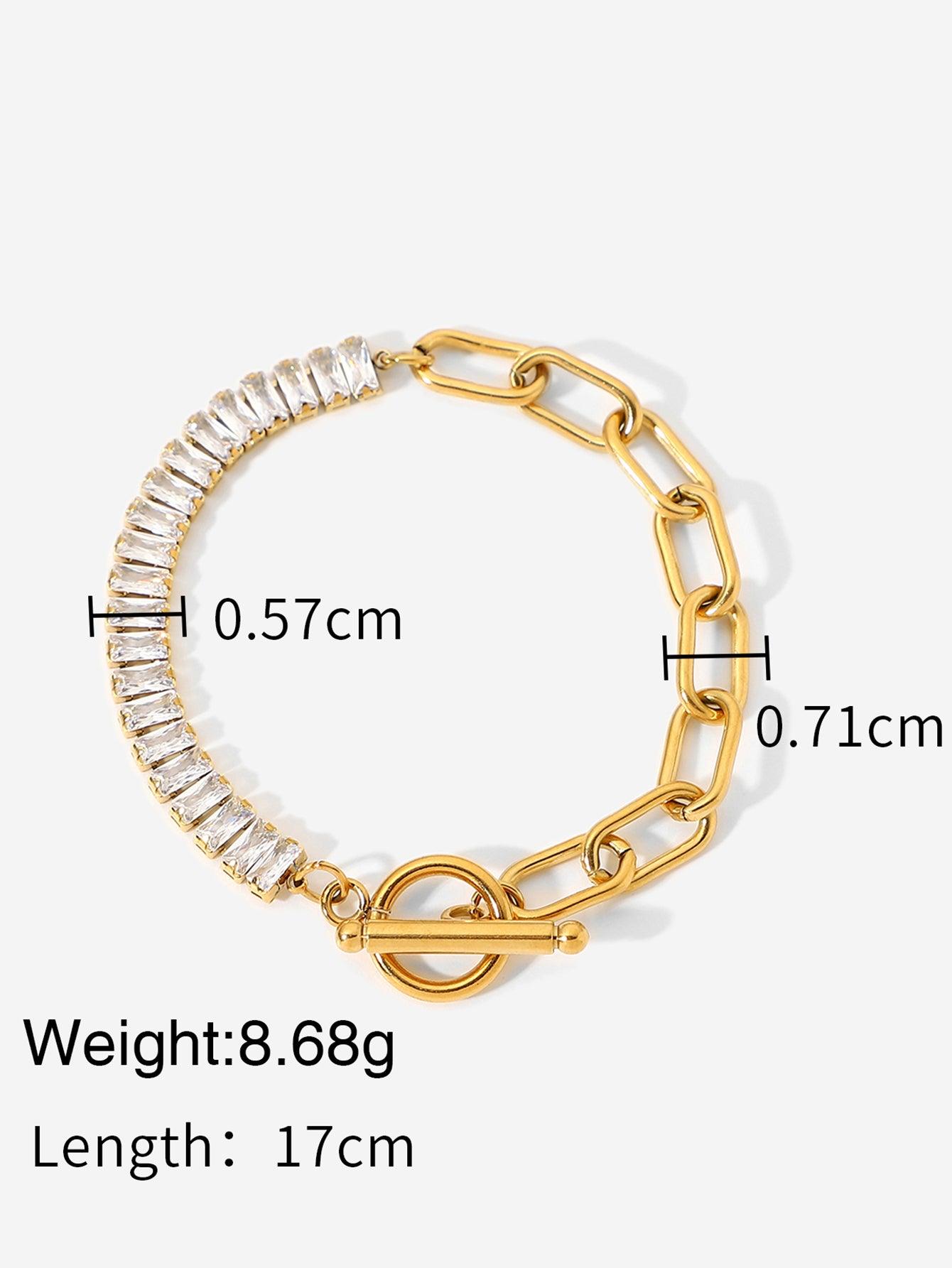 Half Chain Half Zirconic Buckle Bracelet