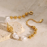 Pearl Bold Charm Bracelet