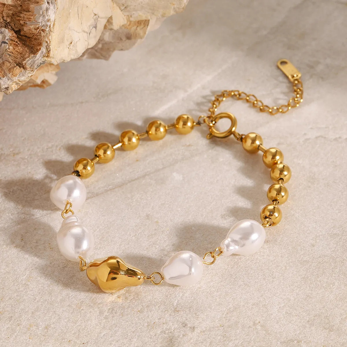 Pearl Bold Charm Bracelet