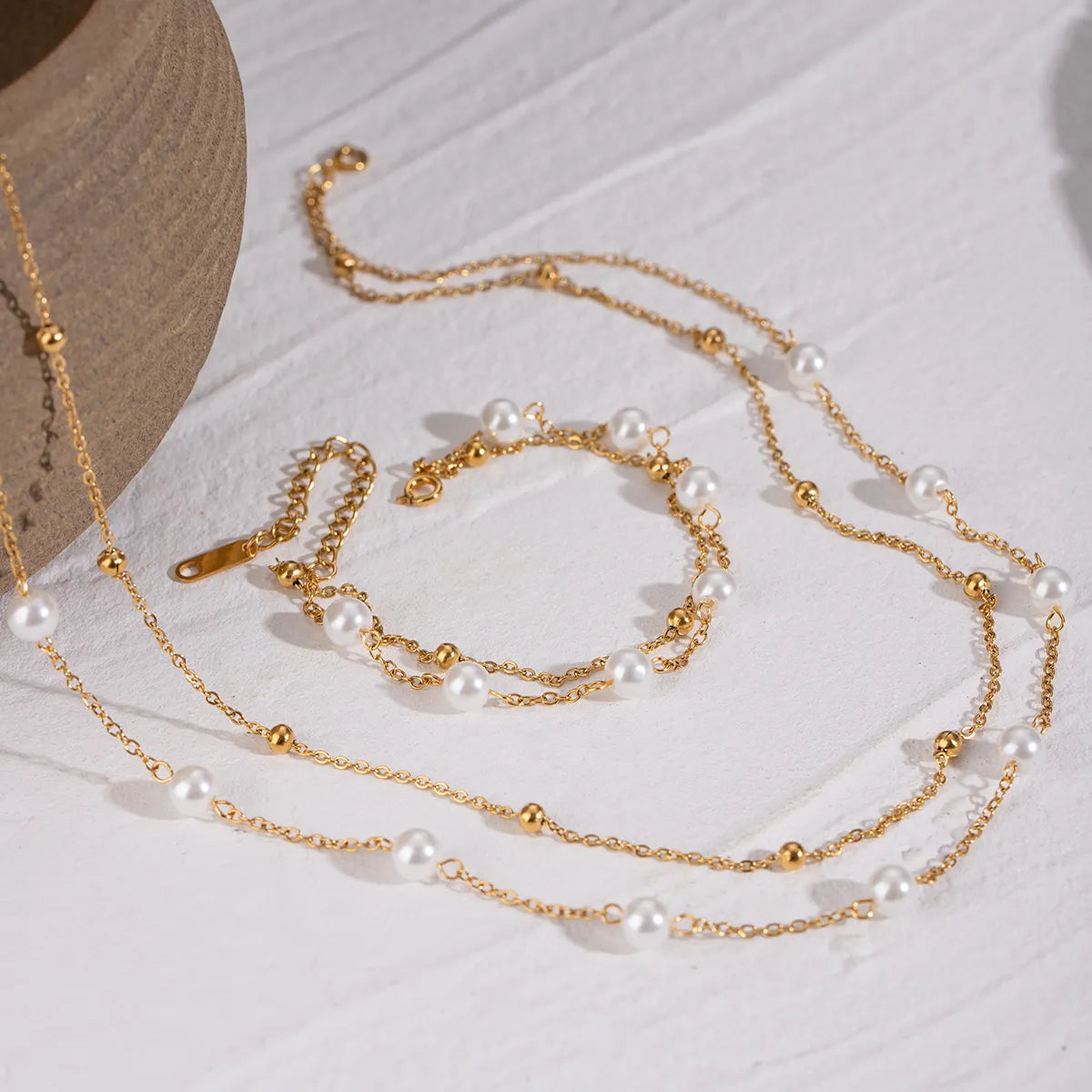 Pearl Layered Bracelet & Necklace