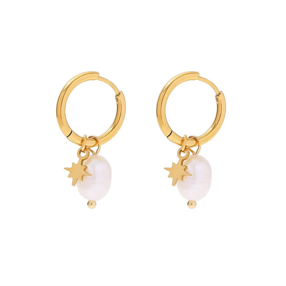 Star Pearl Hoop Earring