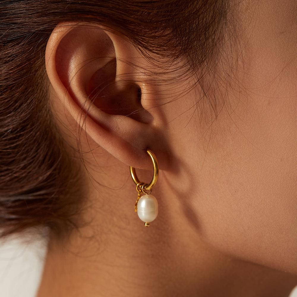 Star Pearl Hoop Earring