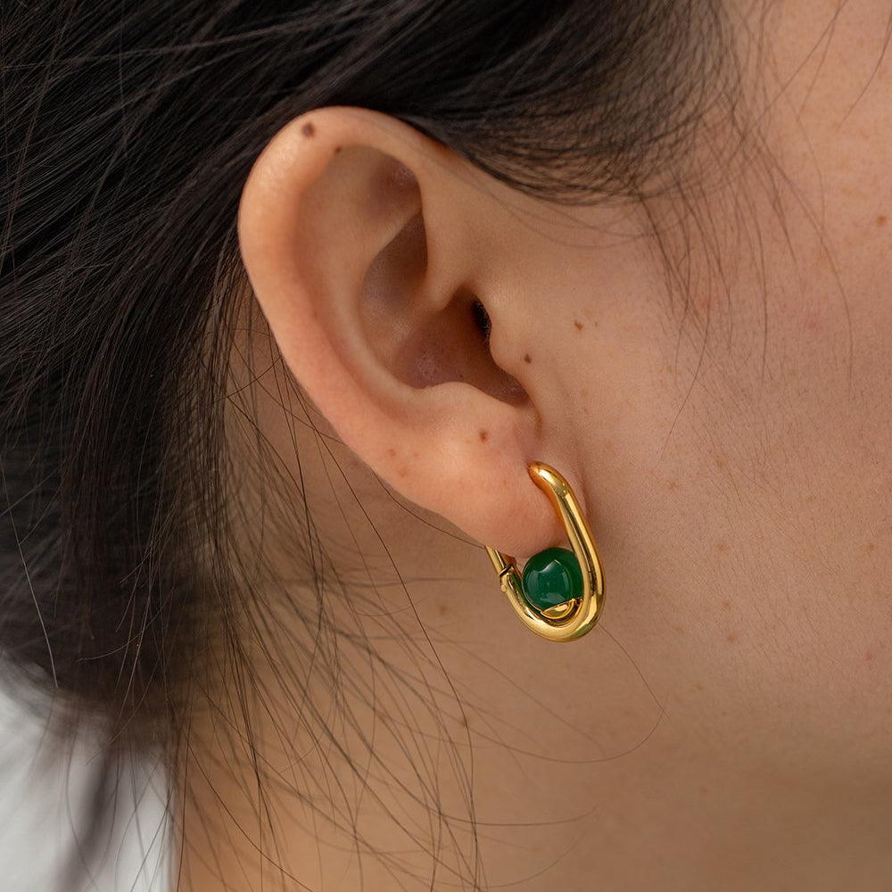 Pearl U Shaped Hoop Earring