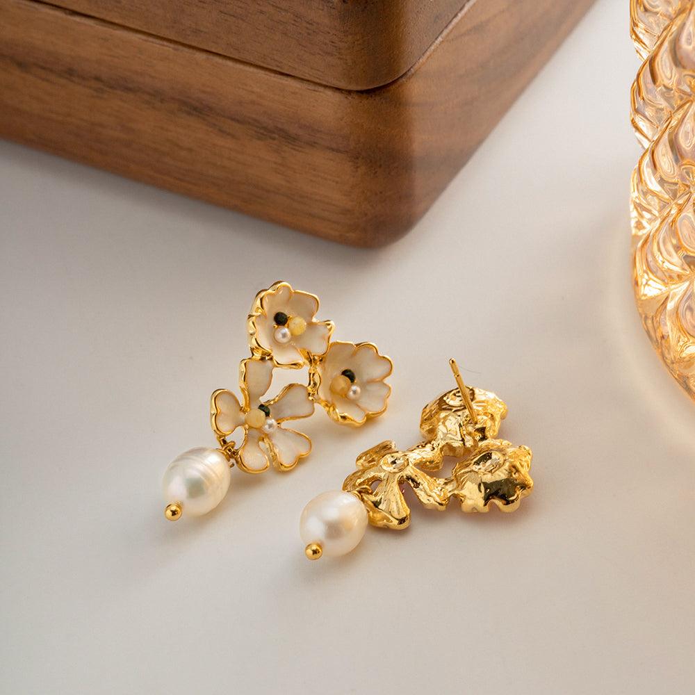 Flower Pearl Statement Earring