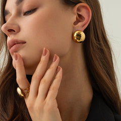 Textured Round Statement Earring