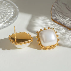 Statement Square Pearl Earring