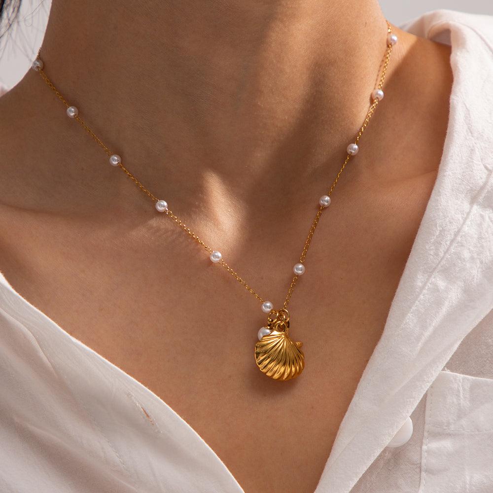Seashell Star Fish Pearl Necklace