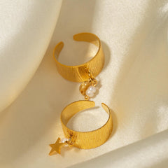 Star Pearl Hanging Resizable Ring